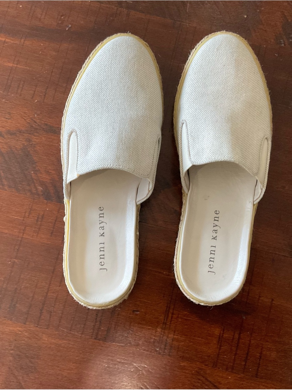Jenni Kayne Cream Canvas Slip-On Mules sz 35